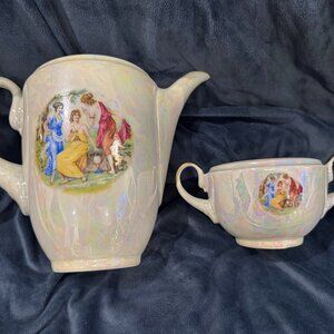 Epiag D. F. 1804 Boheme Czech Republic Victorian Gold Trim Teapot + Sugar bowl